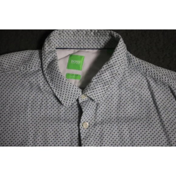Hugo Boss Button Up Shirt Men 2XL Gray Slim Fit Spread Collar Long Sleeve Cotton - Picture 4 of 9